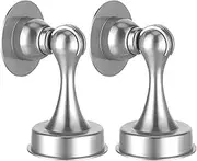 Door Stoppers, ASHGOOB 2-Pack Magnetic Door Stop Door Catch Door Closers - Stainless Steel(304) Door Stopper Wall Protector, Double-Sided Adhesive Tape No Drilling, Screws for Stronger Wall Mount