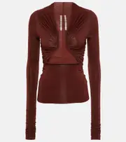 [Rick Owens] Rick Owens Cutout ruched jersey top AU 12 brown