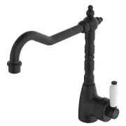 Eleanor Shepherds Crook Sink Mixer, Matte Black &amp; Ceramic