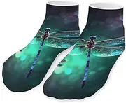 [QMNVBDS] Galaxy Animal Dragonfly Socks Ankle Length Socks Casual Short Socks for Women Men Low Cut Sports Socks Running Socks No Show Socks Ankle Socks Athletic Socks Workout Socks, Style, One Size
