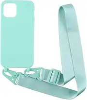 Mobile Phone Chain Case for Samsung Galaxy A73 (5G) with Strap, Neck Strap, Lanyard (Removable), Mobile Phone Case with Adjustable Lanyard, Shockproof Silicone Case, Mobile Phone Chain Case, Turquoise