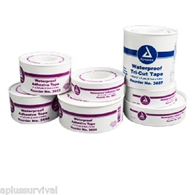 Waterproof Adhesive Tape 1/2"x15' Plastic Spool First Aid Emergency Survival Kit