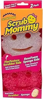 [Scrub Daddy] Scrub Mommy Cleaning Sponge, Scourer Kitchen Sponges, Cleaning Agent with Texture Change, Scratch-Free Washing Sponge, Odour-Resistant Smiley Sponge, Dish Sponge, Pack of 2, Pink/Purple