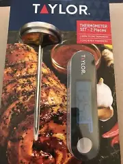 New Taylor 2 piece thermometer set Leave-in meat & digital Cooking BBQ Kitchen