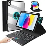 iXTRA Keyboard Case for New iPad 11th Gen 11 inch A16 2025 for iPad 10th Gen 10.9 inch 2022, 360° Rotatable Slim Clear Shell Magnetic Detachable Keyboard with Trackpad Pencil Holder, Black