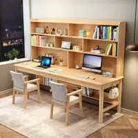在飛比找樂天市場購物網優惠-【免運】美雅閣| 電腦桌 學習桌 辦公桌 實木雙三人書桌書架