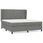 Queen Bed Frame with Mattress & Topper Set Spring Box Base Fabric Dark Grey