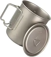 BESPORTBLE Outdoor Titanium Camping Cup with Foldable Handle Lightweight Water Mug for Hot Cold Beverages Compact Portable Travel Pot with Lid