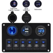 6 Gang 12V Rocker Switch Panel Circuit Waterproof Boat Breaker Voltmeter Marine (for: Subaru)