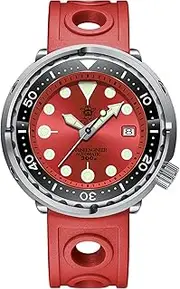 [SteeldiveAU] Steeldive SD1975, TUNA, NH35, AR Sapphire, Lume, Red, 300m Diving, 2 Straps