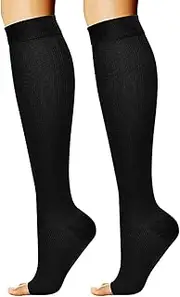 Open Toe Compression Socks | Compression Socks Women With Open Toe - Knee High Support Stockings Compression Socks Knee High Anti Fatigue Socks