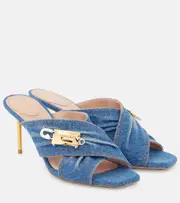 [Balmain] Balmain 75 embellished denim mules AU 7.5 blue