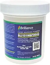 Brilliance Laser Inks 50 Grams Black Metal Marking Powder with Foam Brush | Permanent Durable High Contrast Laser Engraving Accessories for Fiber, YAG, and CO2 Laser Engraver BLI101MBPWD50
