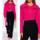 Jacquemus Le Maille Risoul Pink Cropped Zipper Front Turtleneck Sweater Size XS
