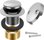 Brushed Nickel Bathtub Drain Tip-Toe Tub Trim Set with Two-Hole Overflow