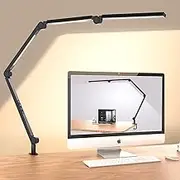 AIBOO LED Desk Lamp,Foldable Table Lamp for Computer and Desktop,Flexible Clamp on Desk Lamps,Black Portable Desk Lamp for Home Office Reading,Working,Computer Desk,Study Lamp for Kids