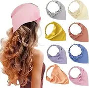 Elastic Hair Scarf Headband for Women Bandana Headbands for Women Chiffon Head Kerchief Boho Scarf Bandanas with Hair (8 Colors Solid A)