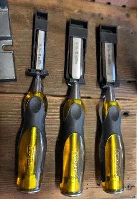 Lot: New STANLEY Tools FatMax, Thru-Tang Chisels 3/4" (18mm) & 3/8" (10mm)