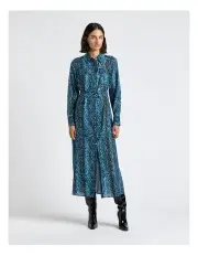[Cue] Indigo Python Shirt Dress in Indigo
