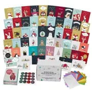100 Unique Modern Christmas Cards with Envelopes and Matching Sealing Assorted