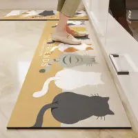 在飛比找樂天市場購物網優惠-客製 可愛卡通貓咪 廚房地墊 吸水吸油 速乾 軟式硅藻土地墊
