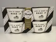 CIROA Set of 4 Black & White “Life is What You Bake It” Ramekins- New