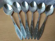Vintage silver plated set 6 table spoons Melchior cupronickel SOVIET USSR 19.5cm