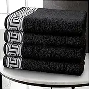 GC GAVENO CAVAILIA Hand Towels - Egyptian Cotton Towel 4 Pack - Ultra Soft & Highly Absorbent Hand Towel for Bathroom - Quick Dry Towels (50x80cm) - Black
