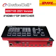 Devicewell HDS7105 2022 New Upgrade 5-Ch HD Video Switcher 4*HDMI + 1*DP inputs