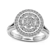 1.0 CT. T.W. Composite Natural Diamond Double Frame Ring in Solid 10K White Gold