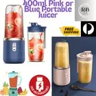 Pink/Blue Rechargeable USB Portable Juicer Blender 400ml Cup Smoothies