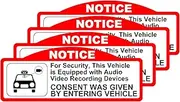 KEANBOLL 4 PCS Car Video Recorder Stickers,Camera Audio Video Recording Window Cars Stickers,(9 x 3.5 cm/W x H) Double Sided Vinyl Waterproof Stickers