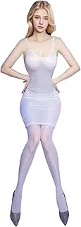[Generic] Women's Exotic Lingerie Bodystockings Sexy Shiny Glossy Sleeveless Bodystocking See Through Sheer Bodycon Long Dress