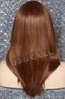 Human hair blend Full Wig Layered Straight bangs Heat OK Auburn mix 1031 PL