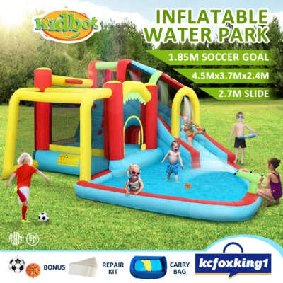Inflatable Water Park Water Slide Jumping Bouncer Cannon Outdoor Castle w/Blower