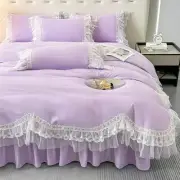 Chic Ruffle Lace Polyester Duvet Cover Set -Girl Purple Bedding-2 Piece Twin