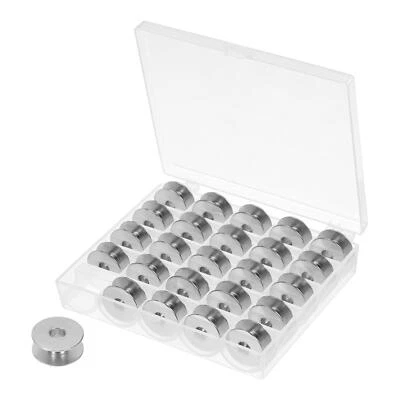 25Pcs Metal Bobbins with Case Sewing Machine Accessories Silver
