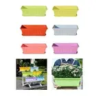 Window Box Planter with Drainage Hole and Tray Fence Railing Home Flower Pot