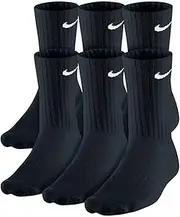 [Nike] Men's Dri-Fit Training Cotton Cushioned Crew Socks (6 Pair) (Black/White, Medium)