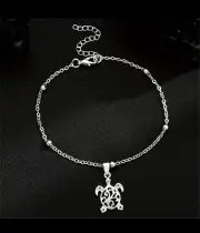 New Filigree Native Turtle Beads Ankle Bracelet Adjustable Silver Toned NIP USA