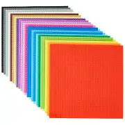 24 Piece Classic Baseplates, For Building Bricks, Multicolor, 6x6 Inches