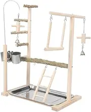 Generic Bird Stand with Swing Ladder Durable Parrot Exercise Platform Interactive Bird Playground for Parakeets Budgies Safe Stylish Bird Cage Accessories