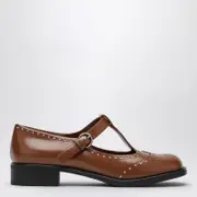 [Miu Miu] Brogue shoe in tobacco brushed leather 37,5 IT Grey