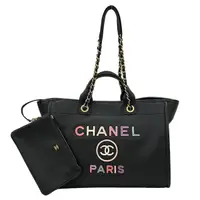 在飛比找Yahoo奇摩購物中心優惠-【二手名牌BRAND OFF】CHANEL 香奈兒 黑色 牛