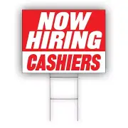 Now Hiring Cashier Advertising Cashier Job & Full Time Job Coroplast Yard Sign