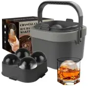 Clear Ice Ball Maker 4 Large 2.4" Crystal Whiskey Ice Mould Food Grade Silicone