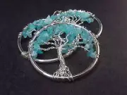 Set of 3 Natural Apatite Tree of Life Pendants