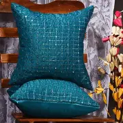 Embroidered sofa throw pillows 20x20 Teal Decorative pillow cover living room 2p