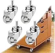 4X Threaded Shaft Swivel Casters, 35mm (1.5") Heavy Duty Swivel Castor Wheels, Clear Rubber Replacement Casters, M8*15mm, M10*15mm, M8*25mm, M10*25mm, Replacement Wheel (Size: M8
