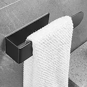 VOLPONE Adhesive Hand Towel Bar 8in-Hand Towel Ring Stick on Tile Wall Premium Stainless Steel Hand Towel Holder No Drilling(Matte Black-1 Pack)